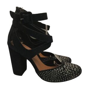 Faryl Robin Free People Women's Black Silver Strappy High Heel Shoes Size 9